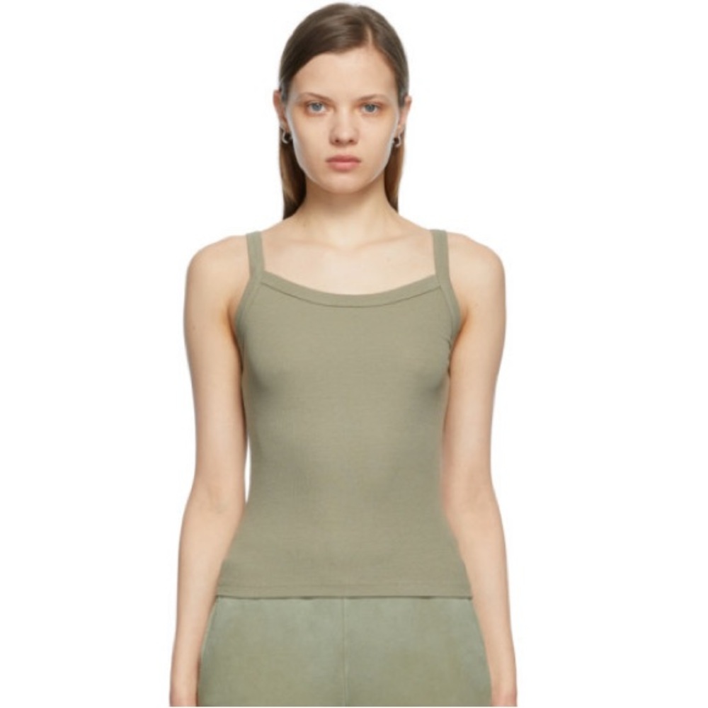 Cotton Citizen Basil Green Verona Ribbed Stretch Camisole Tank Top EUC Size S